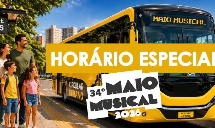 Transporte coletivo tem horários especiais durante o 34º Maio Musical 2026