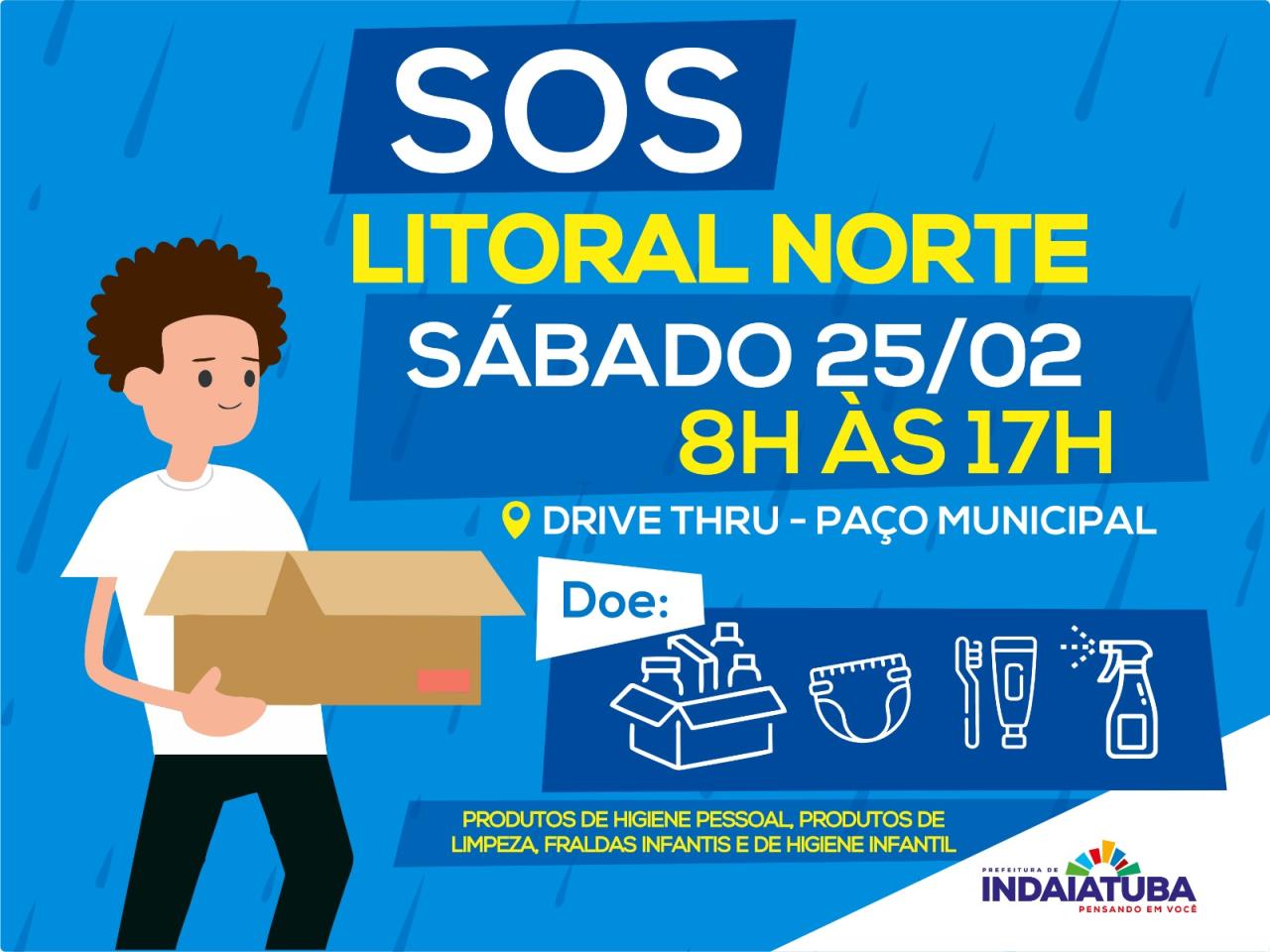Campanha de arrecadações para as vítimas do litoral norte acontece neste sábado (25)