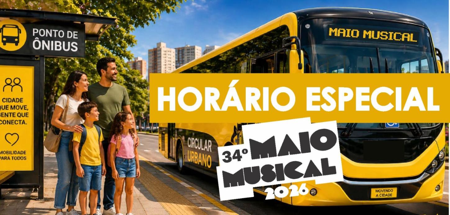 Transporte coletivo tem horários especiais durante o 34º Maio Musical 2026