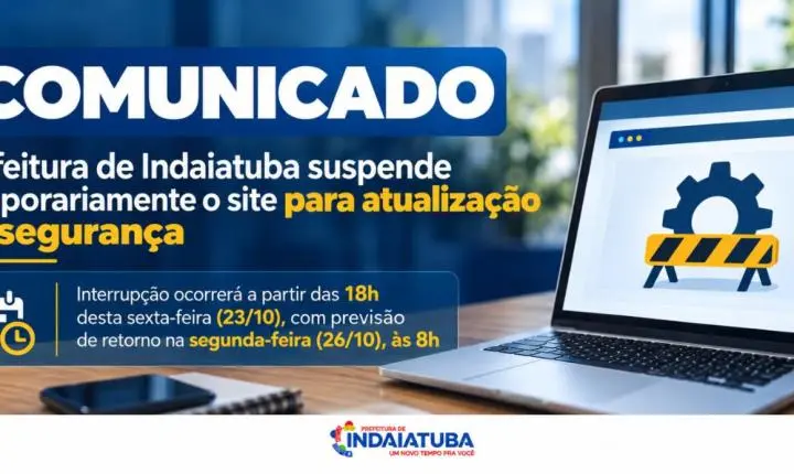 Prefeitura de Indaiatuba suspende temporariamente o site para atualização de segurança